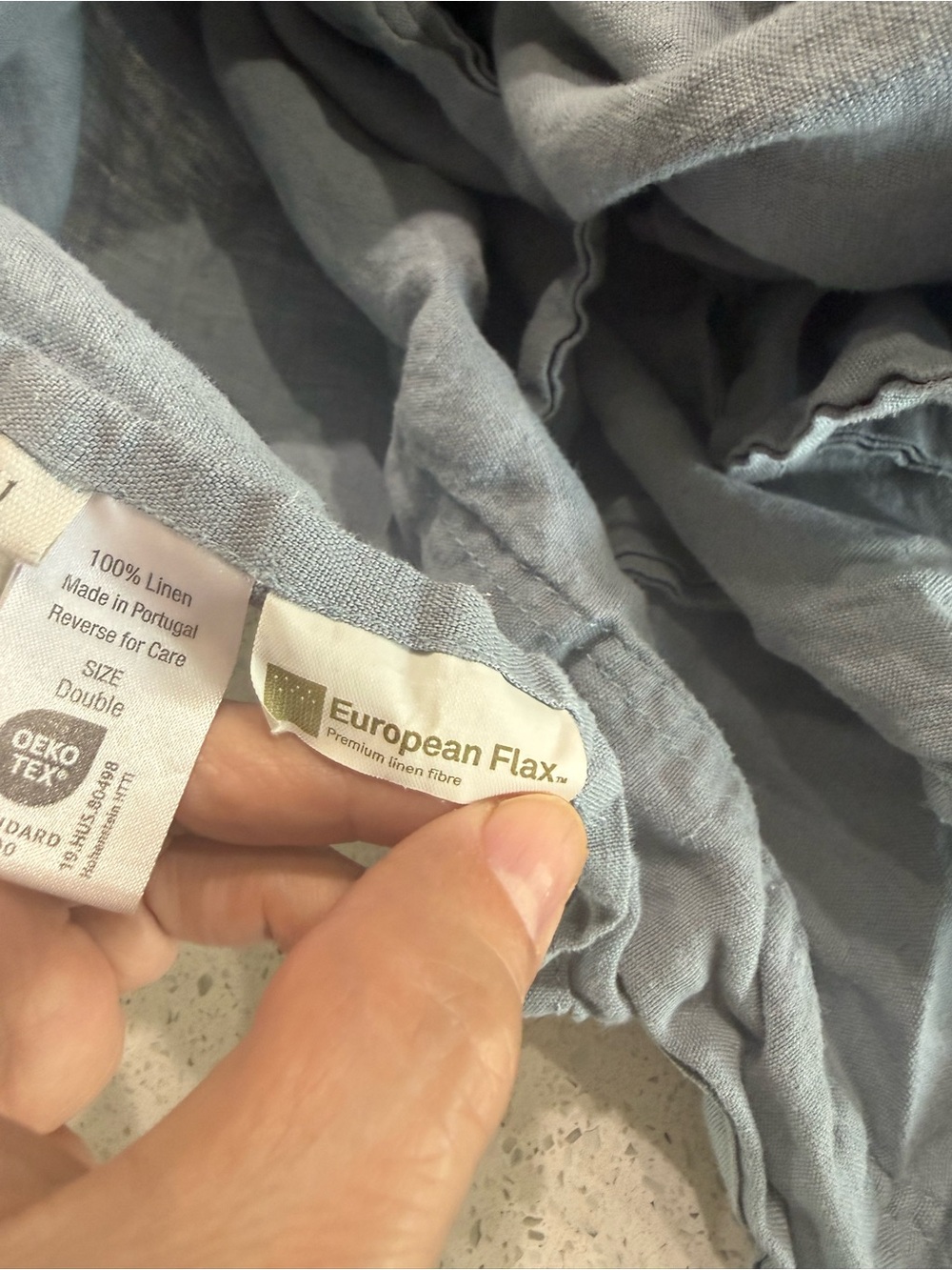 Garnet Hill Full/Double 100 Flax Linen Blue Fitted And Flat Sheet - Picture 4 of 9